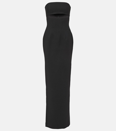 Monot Mônot Cutout Strapless Crêpe Maxi Dress In Black