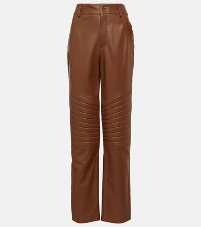 Giuseppe Di Morabito High-rise Straight Leather Pants In Brown