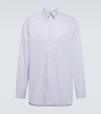 Dries Van Noten Striped Cotton Poplin Oxford Shirt In White