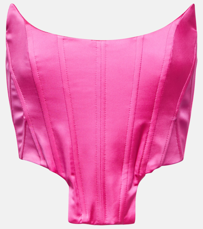 Giuseppe Di Morabito Stretch Satin Bustier Top In Hot Pink