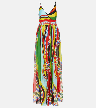 Dolce & Gabbana Carretto Silk Maxi Dress In Multicoloured