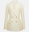 The Row Jerome Floral Jacquard Double-breasted Satin-lapel Jacket In White