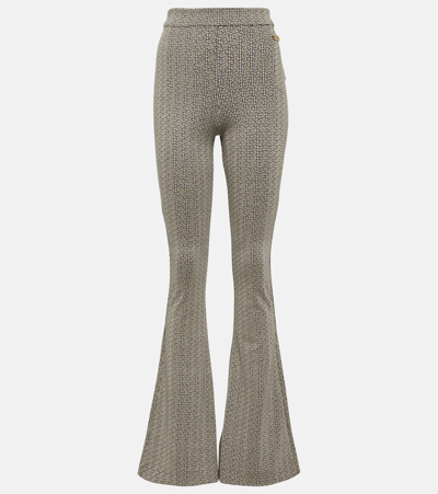 Balmain Monogram Jacquard Flared Pants In Multicoloured