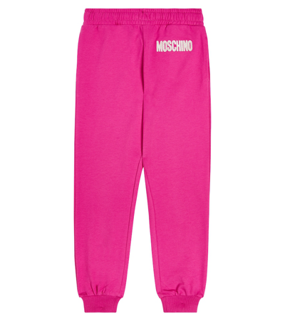 Moschino Kids' Logo Cotton Jersey Sweatpants In Pink