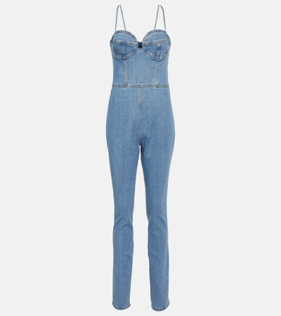 Magda Butrym Bustier Denim Jumpsuit In Blue