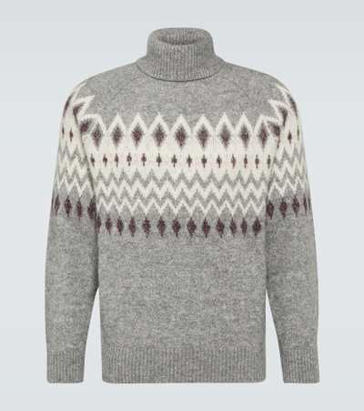 Brunello Cucinelli Jacquard-knit Fair Isle Rollneck Sweater In Grey