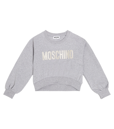 Moschino Kids' Sweatshirt Aus Baumwoll-jersey In Grey