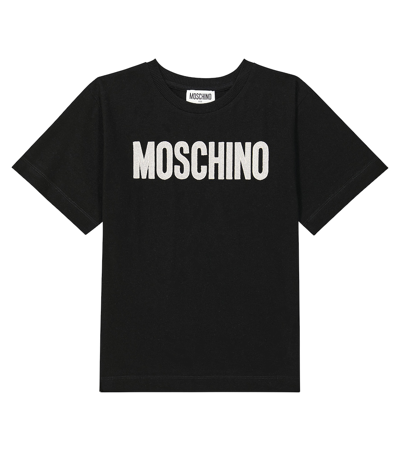 Moschino Kids' Logo Cotton Jersey T-shirt In Black