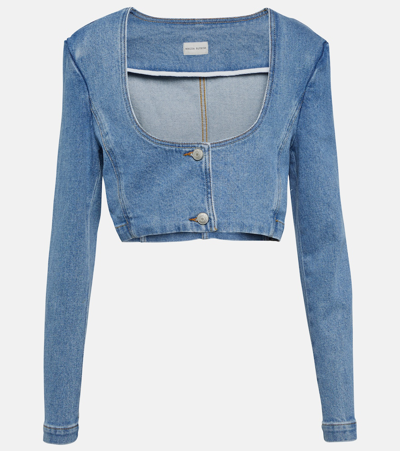 Magda Butrym Scoop Neck Cotton Denim Crop Jacket In Blue