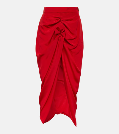 Vivienne Westwood Panther Gathered Crêpe Midi Skirt In Red
