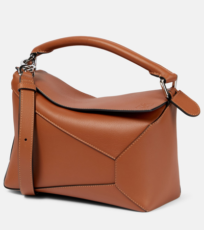 Loewe Small Puzzle Edge Leather Shoulder Bag In Tan