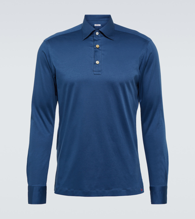 Kiton Long-sleeve Cotton Polo Shirt In Blue
