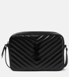 Saint Laurent Lou Medium Quilted Patent Leather Camera Bag In Black