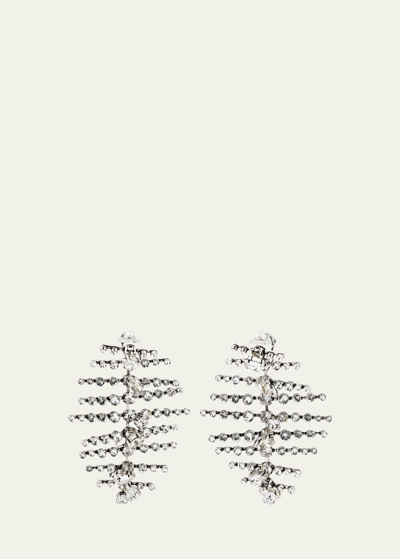 Saint Laurent Crystal Spike Oblong Earrings In Silcrystal