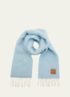 Loewe Anagram Mohair Fringe Scarf In Baby Blue