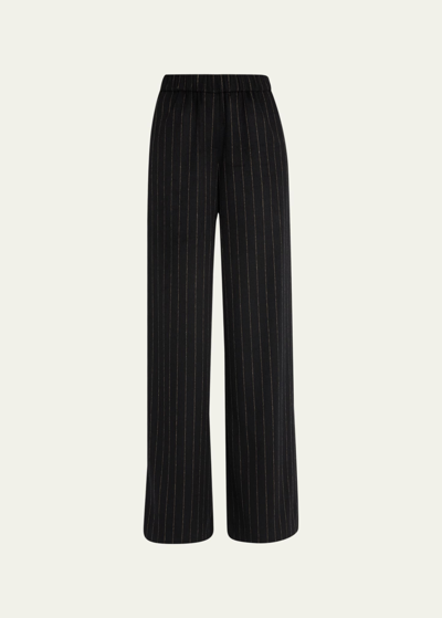 Jason Wu Striped High-rise Wide-leg Pants In Black Chalk Stripe