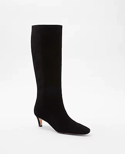 Ann Taylor Skinny Heel Suede Tall Boots In Black