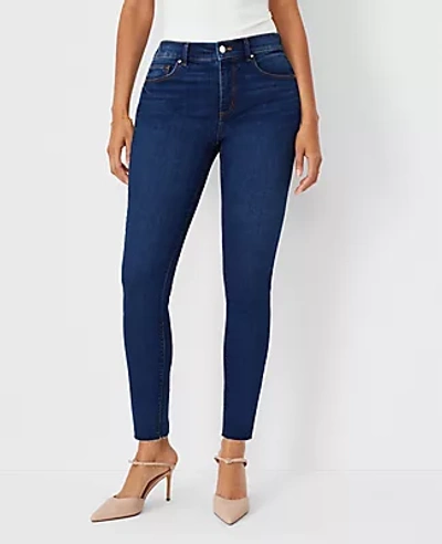 Ann Taylor Curvy Sculpting Pocket Mid Rise Skinny Jeans In Dark Stone Wash