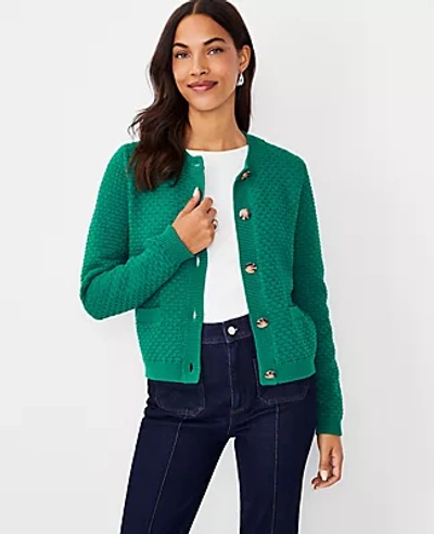 Ann Taylor Petite Geo Stitch Sweater Jacket In Evergreen ModeSens