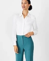 Ann Taylor Collared Button Shirt In Winter White