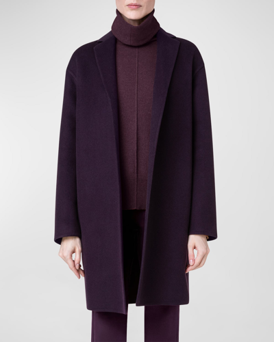 Akris Two-tone Cashmere Top Coat In Blackberry