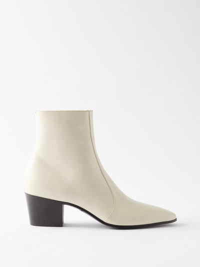 Saint Laurent Vassili 60 Leather Boots In White