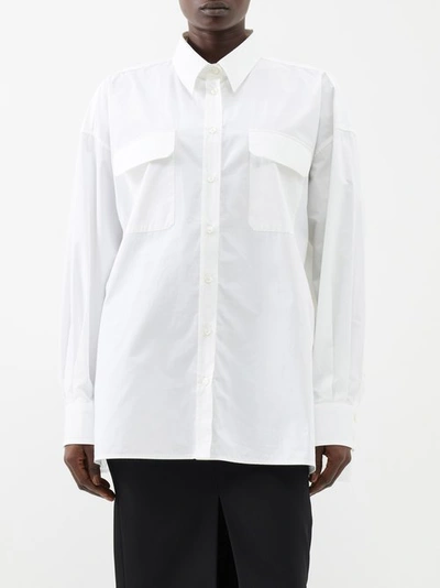 Armarium Leo Button-front Shirt With Cargo Pockets In White