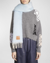 Loewe Anagram Mohair Fringe Scarf In Baby Blue