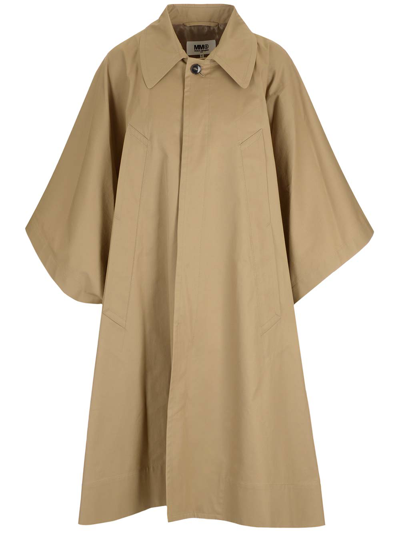 Mm6 Maison Margiela Cotton Trench Coat In Beige