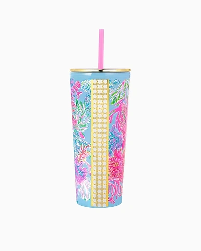 Lilly Pulitzer Tumbler With Straw In Celestial Blue Cay To My Heart