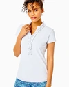 Lilly Pulitzer Upf 50+ Luxletic Frida Ruffle Polo Top In Resort White In Resort White