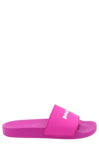 Palm Angels Logo Detailed Slides In Pink