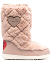 LOVE MOSCHINO LOGO-PLAQUE FAUX-FUR BOOTS