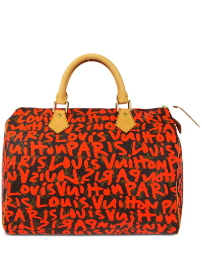 Pre-owned Louis Vuitton 2008  Monogram Graffiti Speedy 30 Handbag In Red