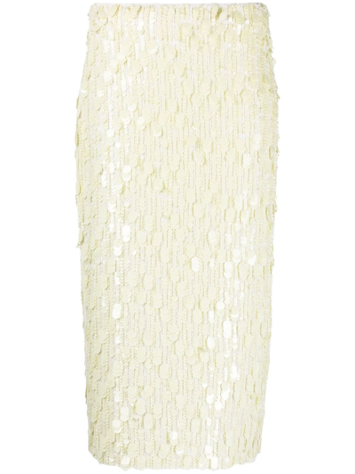 P.a.r.o.s.h Pailette-embellished Midi Skirt In Neutrals