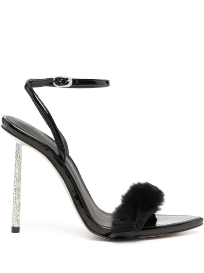 Le Silla Bella 105mm Faux-fur Sandals In Black