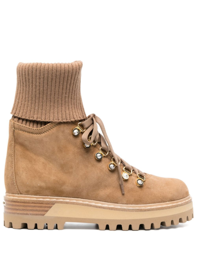 Le Silla St. Moritz Suede Ankle Boots In Brown