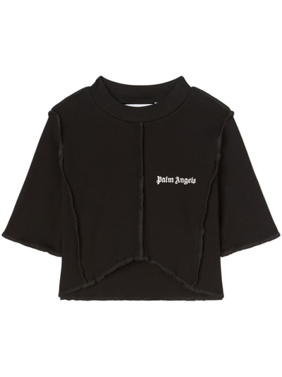Palm Angels Logo-print Cropped Top In Black