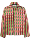 Lanvin Men Curb Chevron Knit Jacket In Green