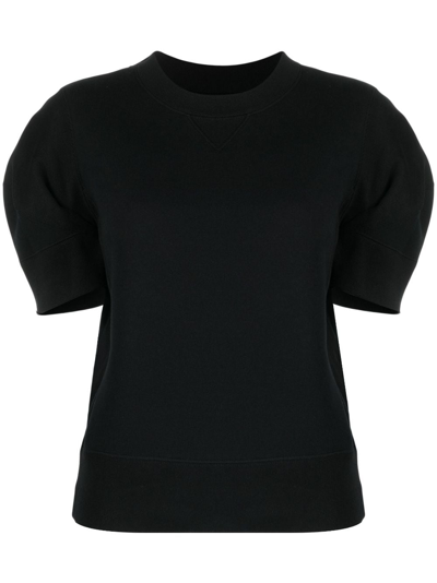 Sacai Puff-sleeve Crew-neck T-shirt In Black