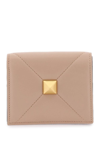 Valentino Garavani Roman Stud Foldover Top Wallet In Pink