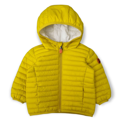 Save The Duck Kids Hooded Quilted Down Jacket In Yellow