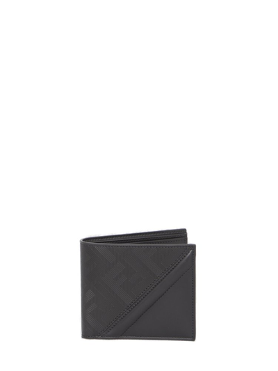 Fendi Shadow Diagonal Bifold Wallet In Black