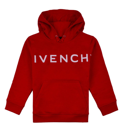 Givenchy Kids' 4g Star-print Fleece Hoodie In Red