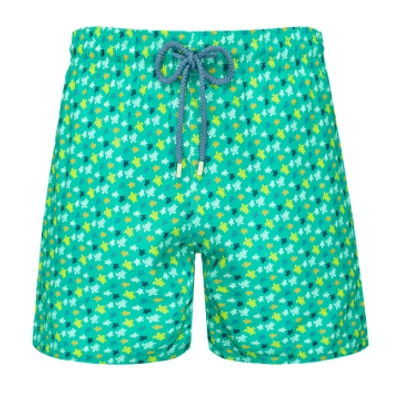 VILEBREQUIN MAHINA SWIN SHORT ULTRA-LIGHT & PACKABLE MICRO RONDE DES TORTUES RAINBOW TROPIEZAN GREEN