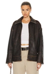 Grlfrnd Alek Distressed Leather Jacket In Brown
