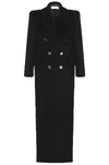 Saint Laurent Oversize Double Breasted Wool Martingale Coat In Noir Profond