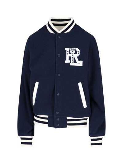 Polo Ralph Lauren Logo-embroidered Bomber Jacket In Blue