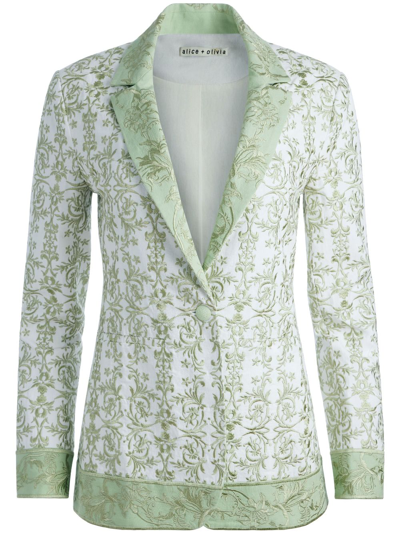 Alice And Olivia Women's Macey Embroidered Cotton & Linen Single-button Blazer In Green