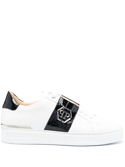 Philipp Plein Logo-plaque Leather Low-top Sneakers In White